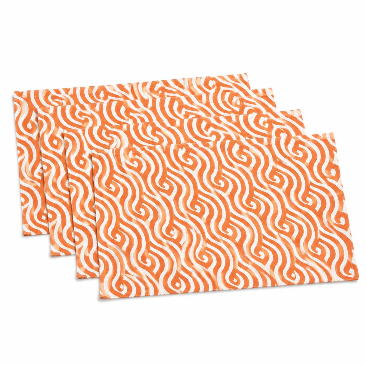 Modern Geometric Dining Placemats – Orange & Sage Green