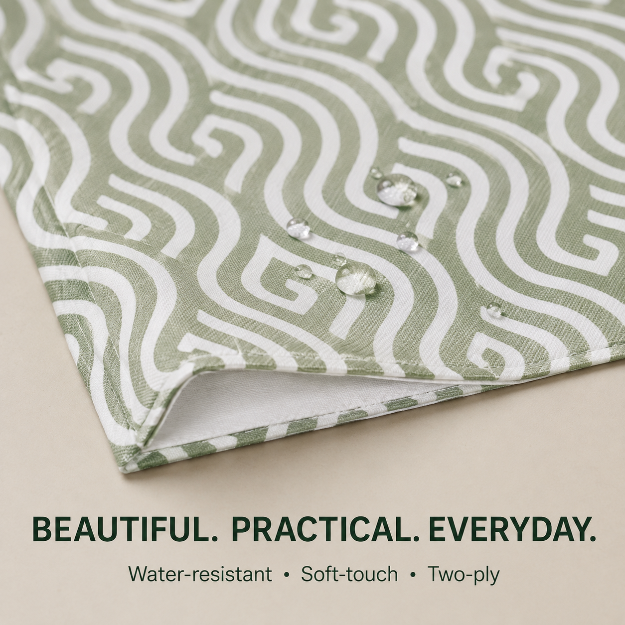 Modern Geometric Dining Placemats – Orange & Sage Green