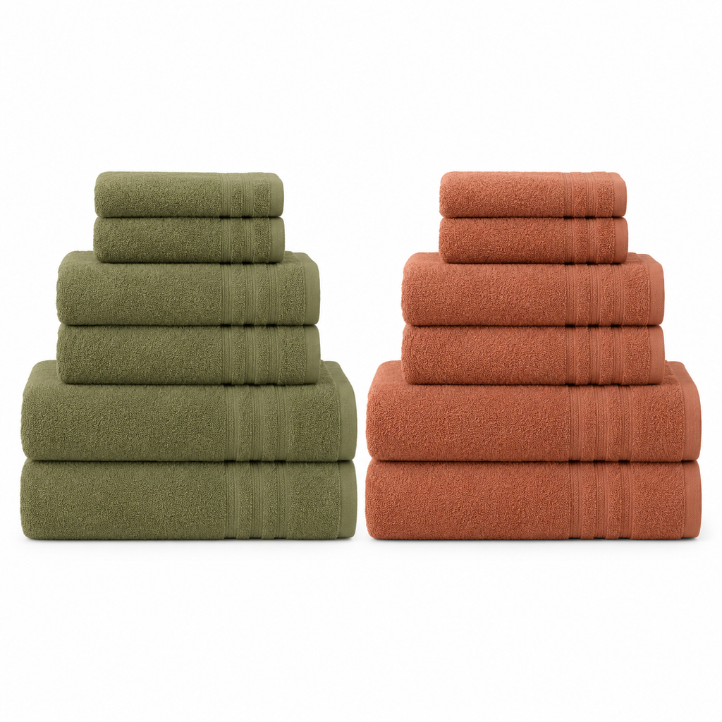 8-Piece Coordinated Towel Set – Olive Green