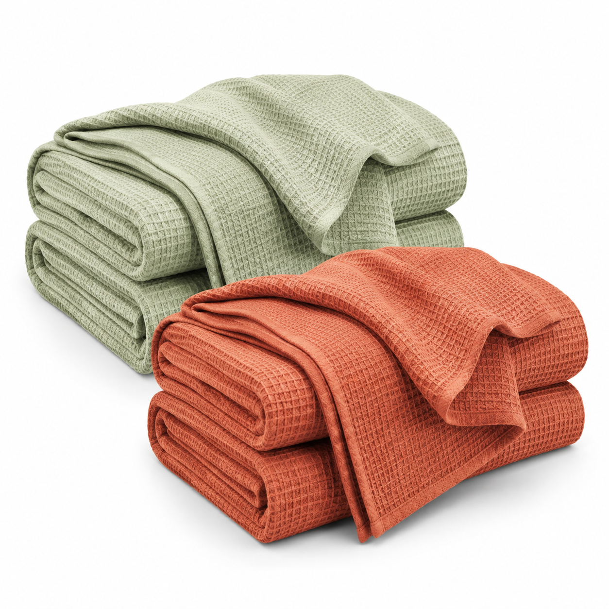 Lightweight Waffle Throw Blanket – Sage Green