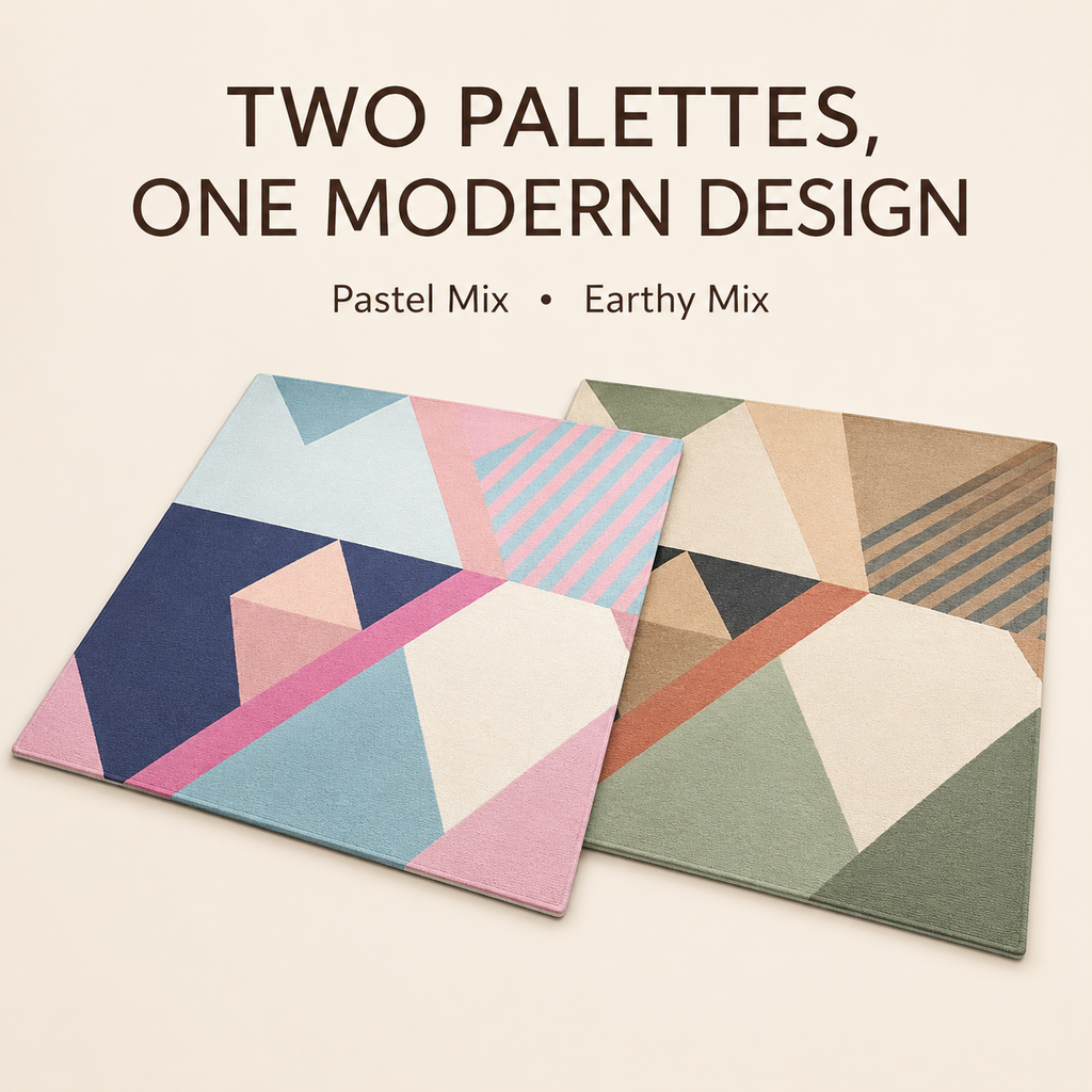 Modern Geometric Area Rug – Pastel & Earthy Colours