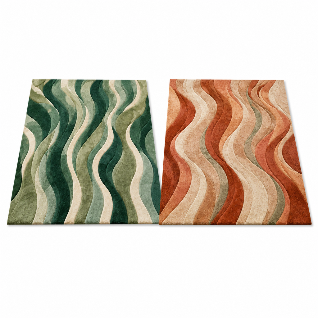 Modern Abstract Wave Area Rug – Green