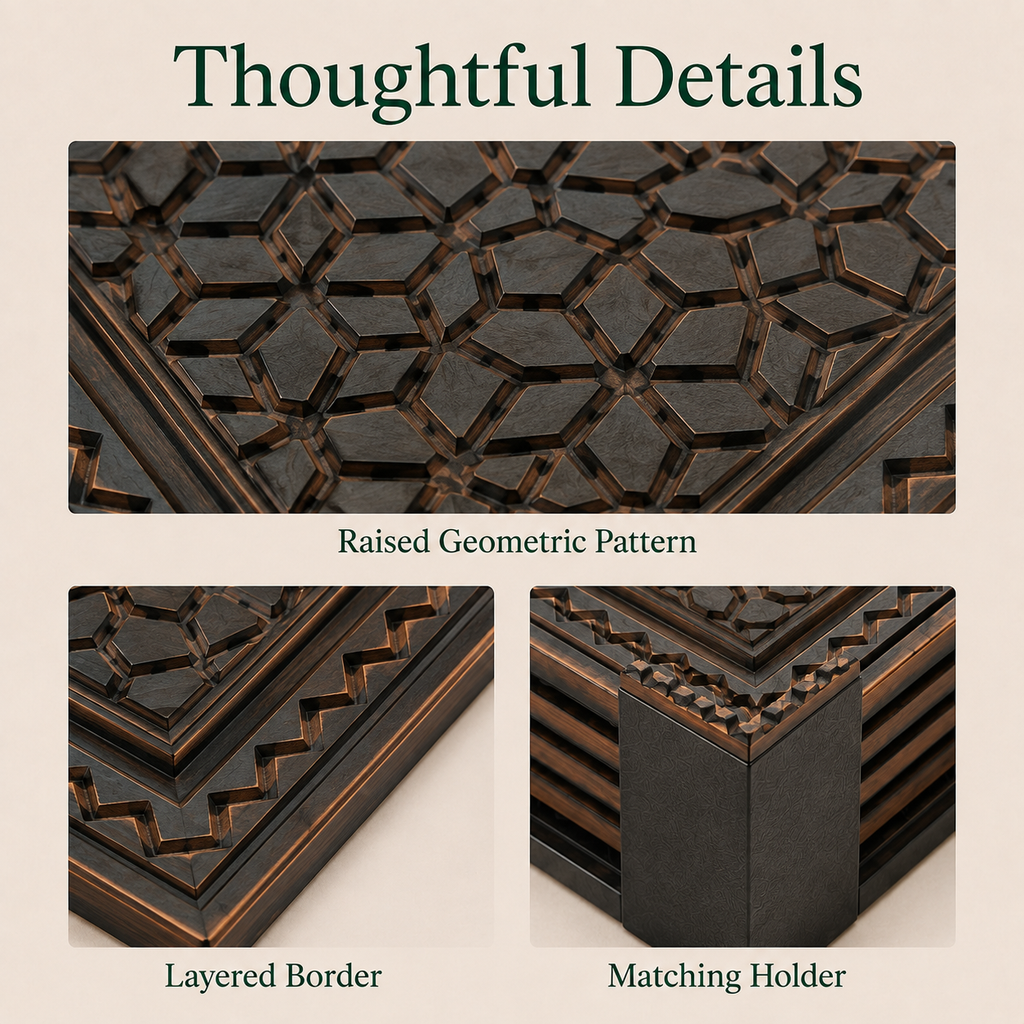 6-Piece Geometric Coaster Set with Holder