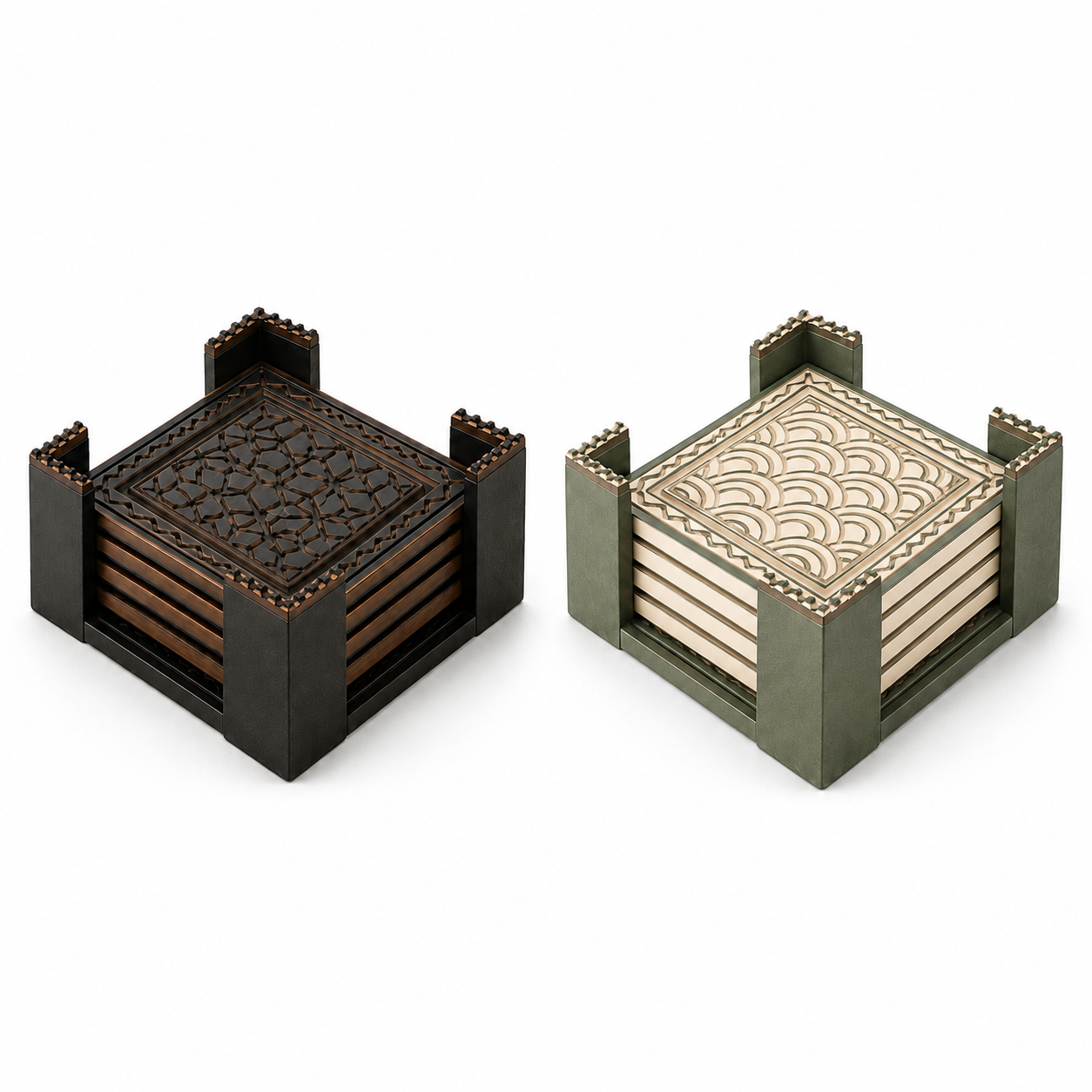 6-Piece Geometric Coaster Set with Holder