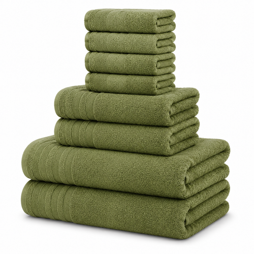 8-Piece Coordinated Towel Set – Olive Green