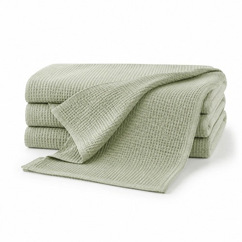 Lightweight Waffle Throw Blanket – Sage Green