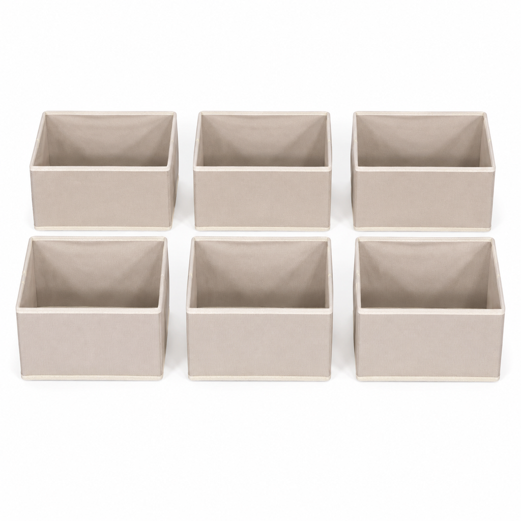 6-Piece Fabric Storage Bin Set – Beige