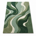 Modern Abstract Wave Area Rug – Green