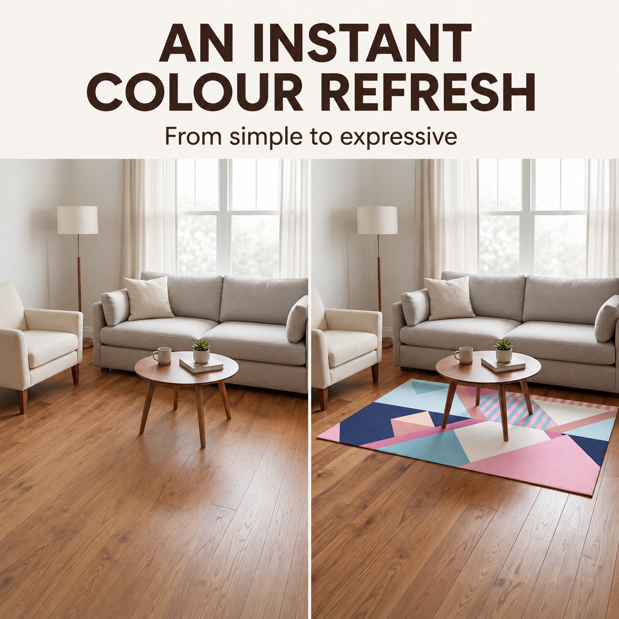 Modern Geometric Area Rug – Pastel & Earthy Colours