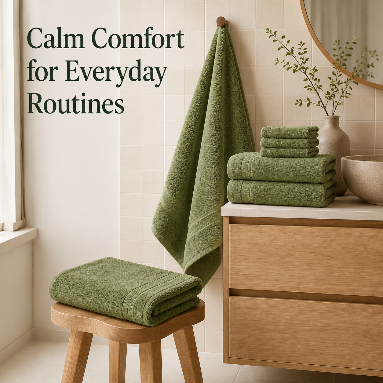 8-Piece Coordinated Towel Set – Olive Green