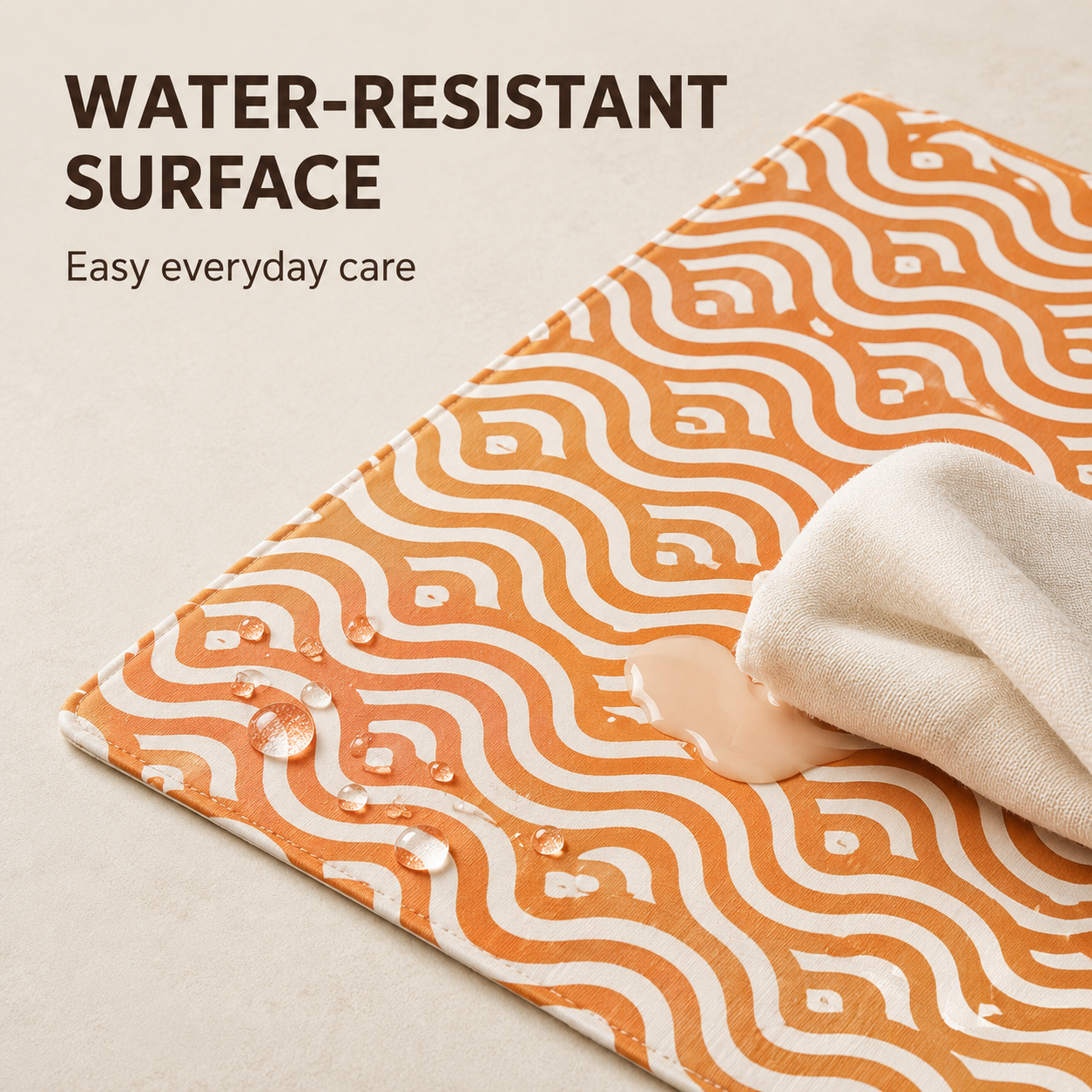 Modern Geometric Dining Placemats – Orange & Sage Green