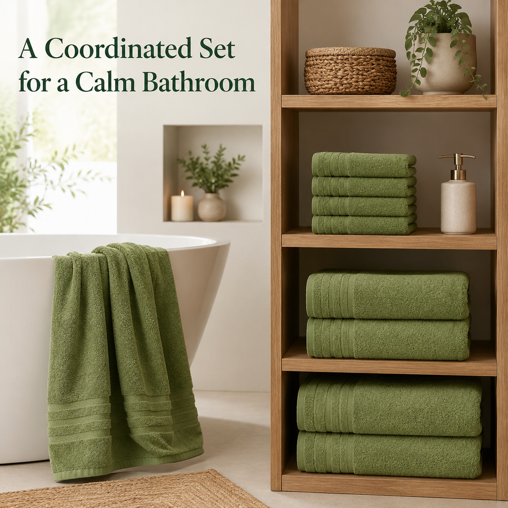 8-Piece Coordinated Towel Set – Olive Green