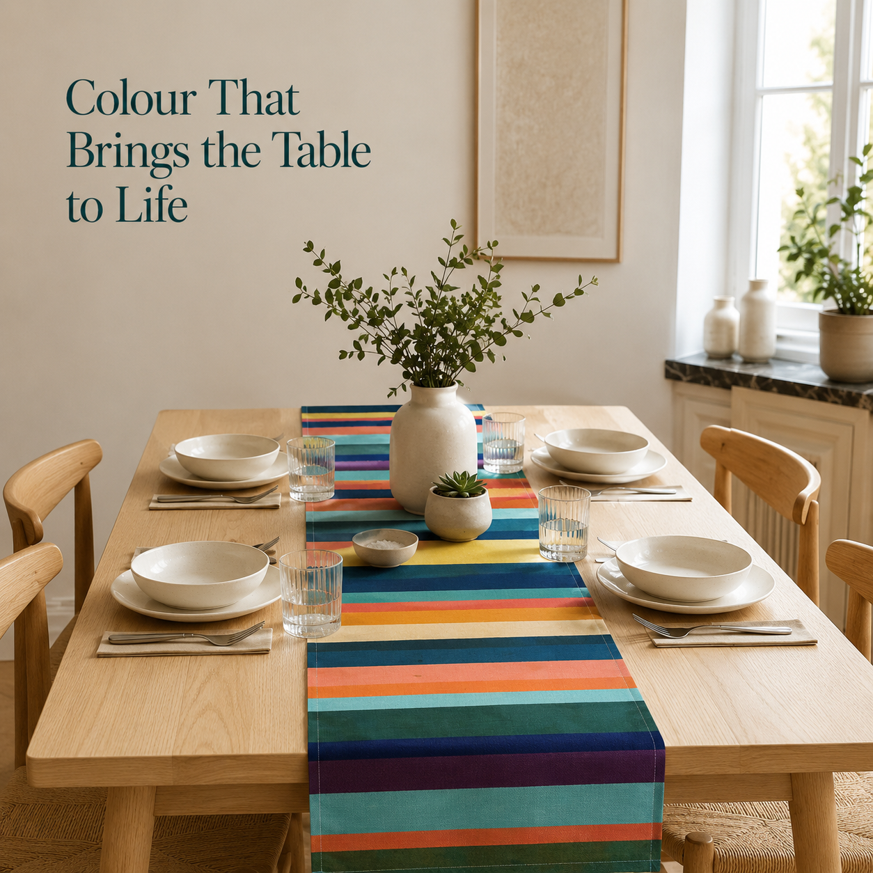 Modern Striped Table Runner – 35 × 180 cm
