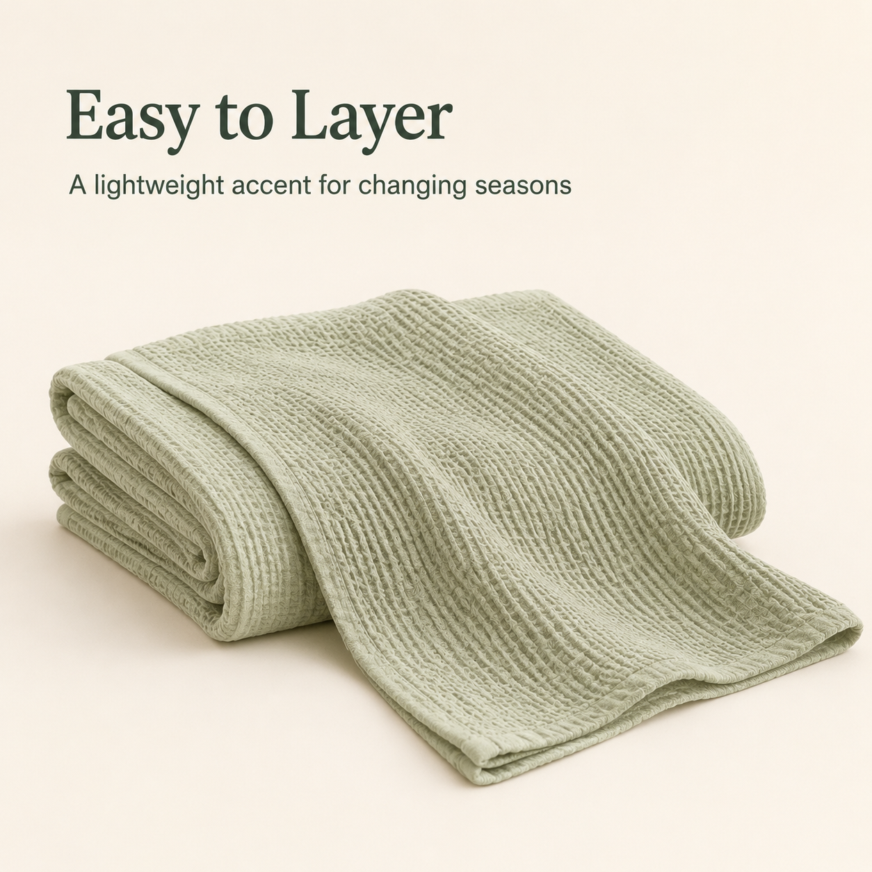 Lightweight Waffle Throw Blanket – Sage Green