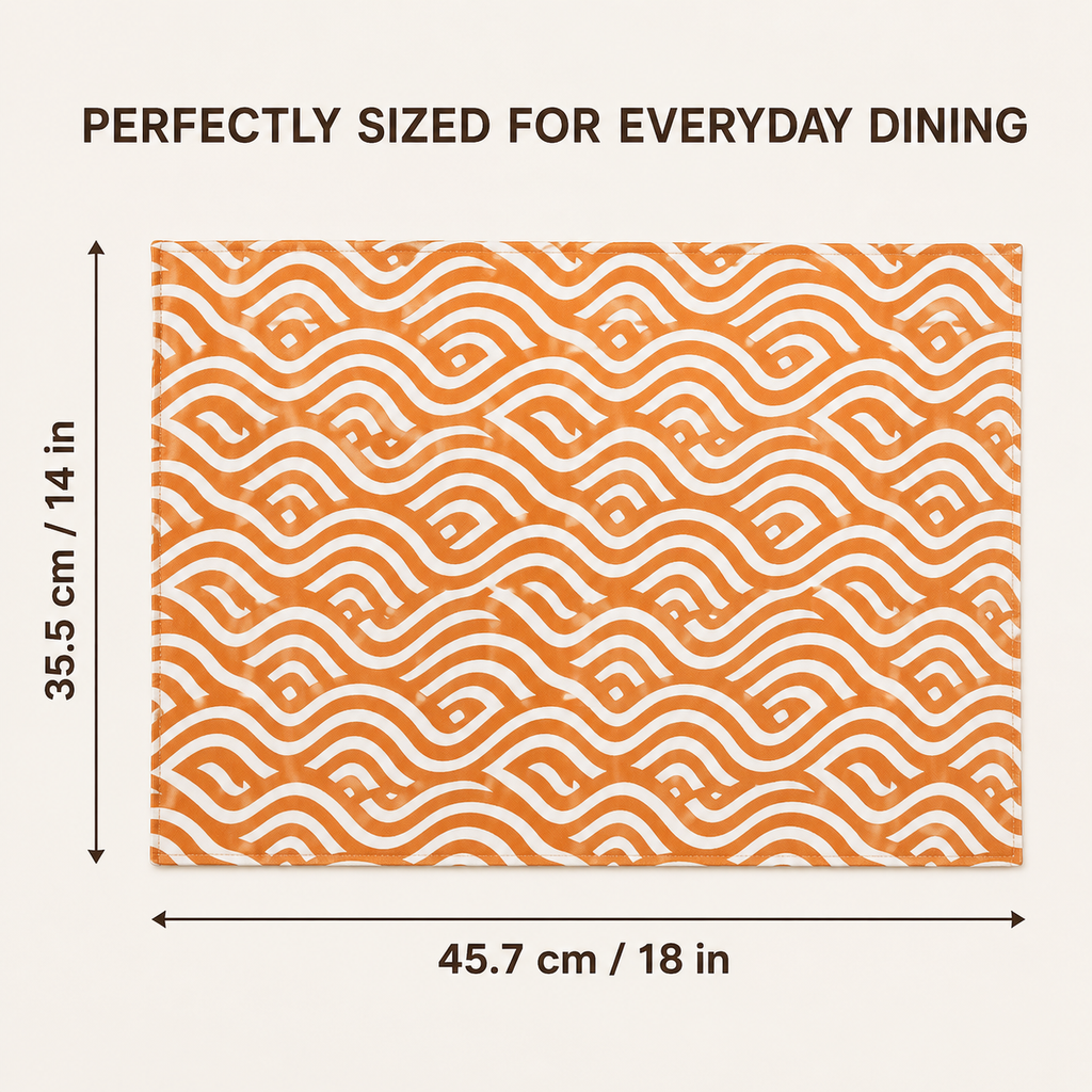 Modern Geometric Dining Placemats – Orange & Sage Green