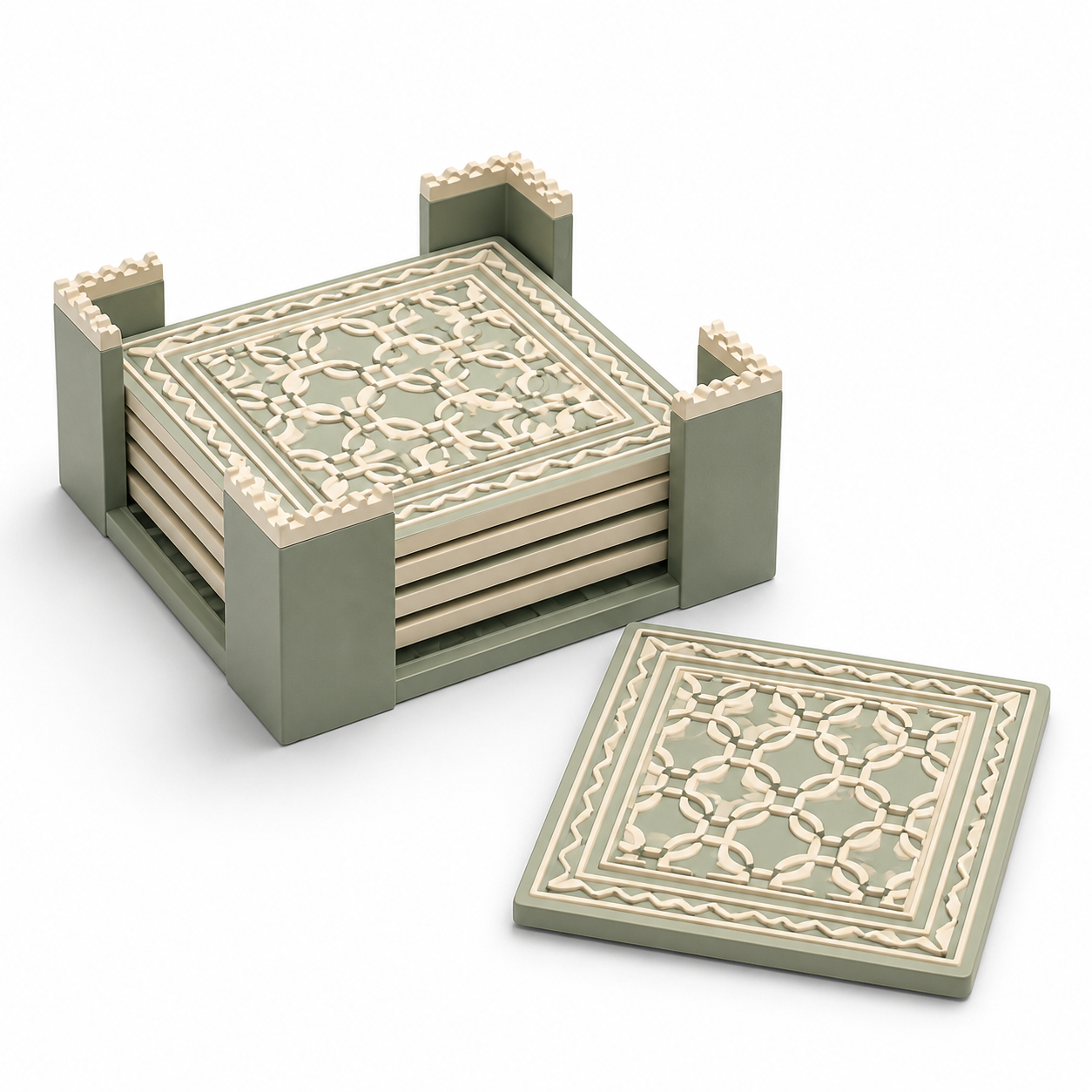 6-Piece Geometric Coaster Set with Holder