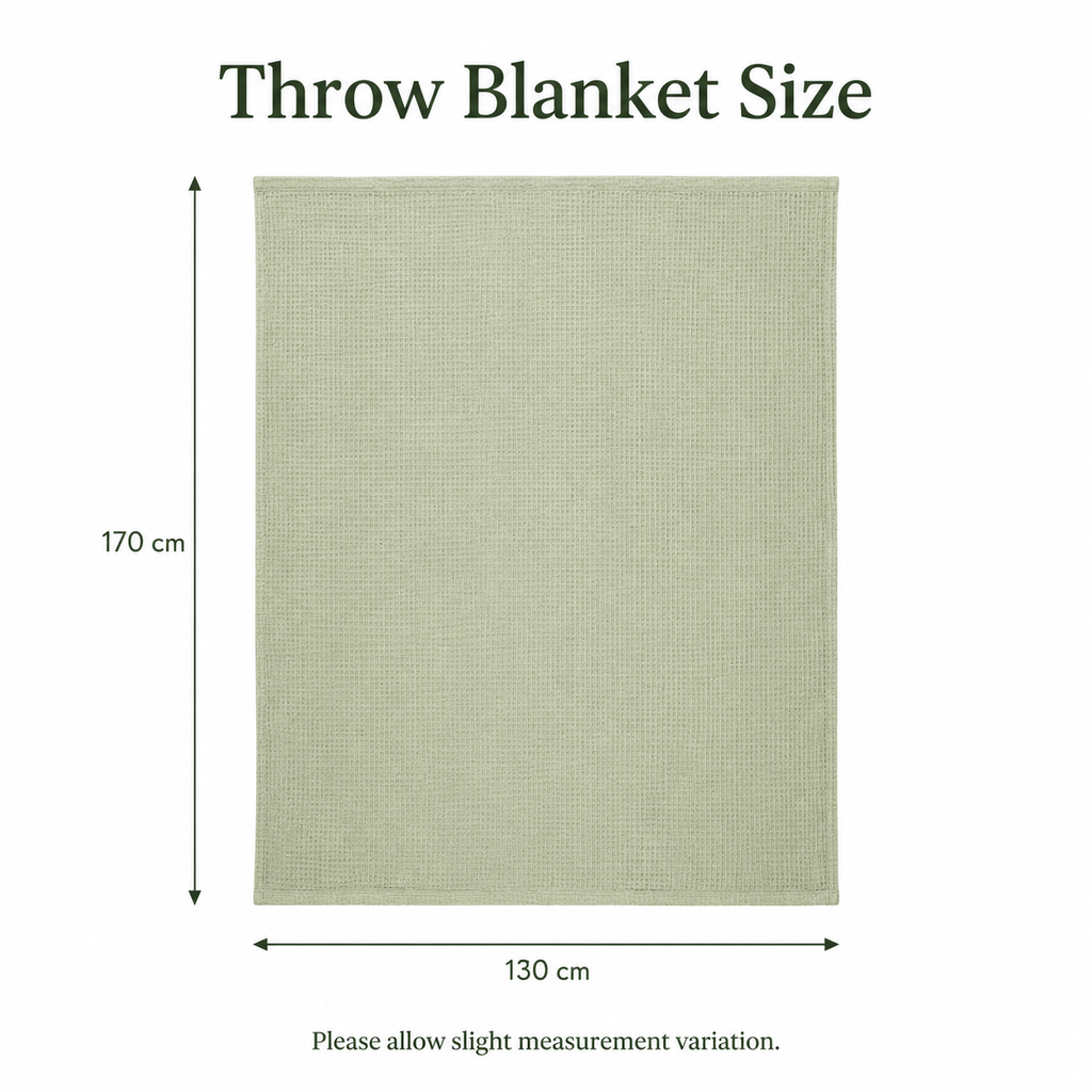 Lightweight Waffle Throw Blanket – Sage Green