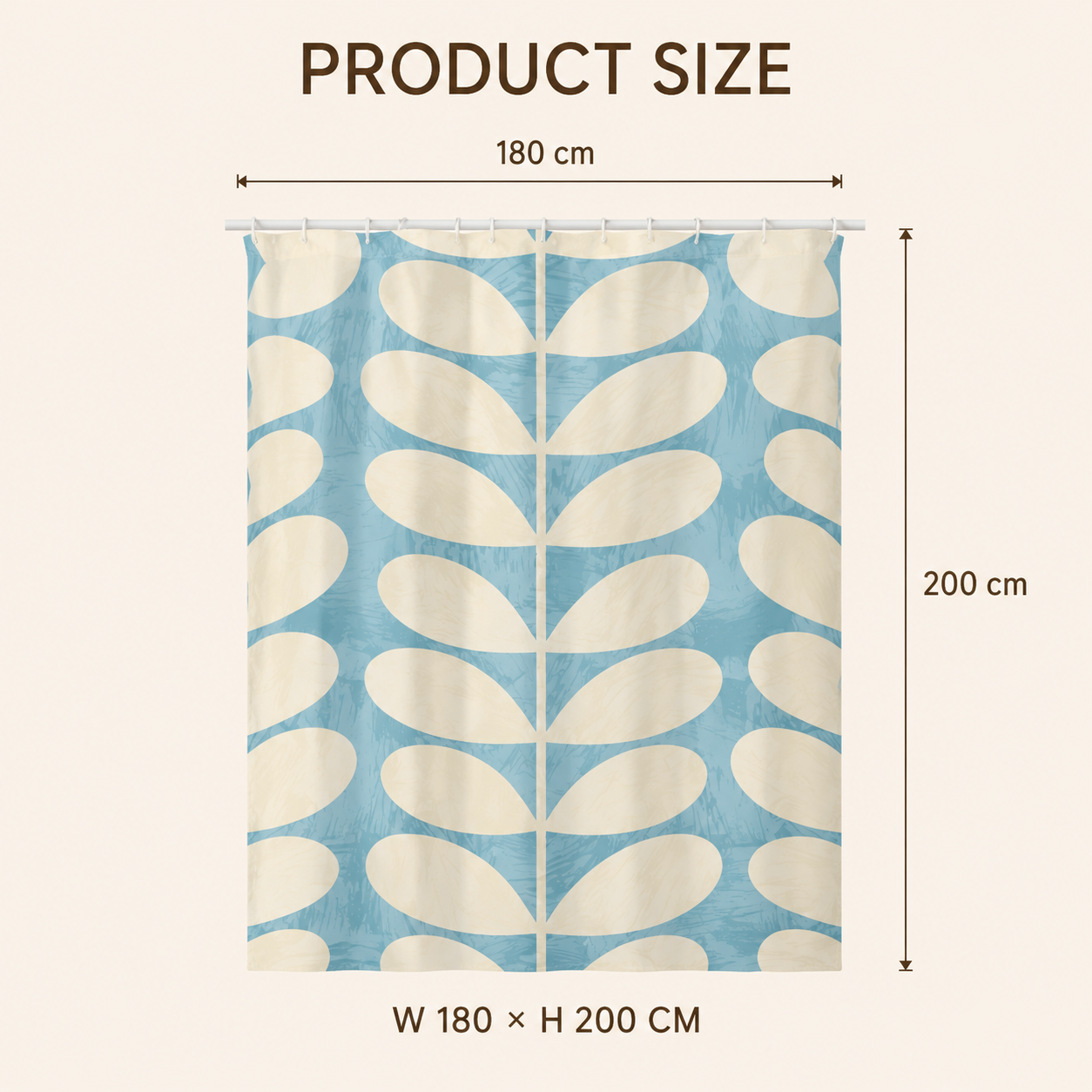 Modern Botanical Shower Curtain – Aqua Blue & Terracotta
