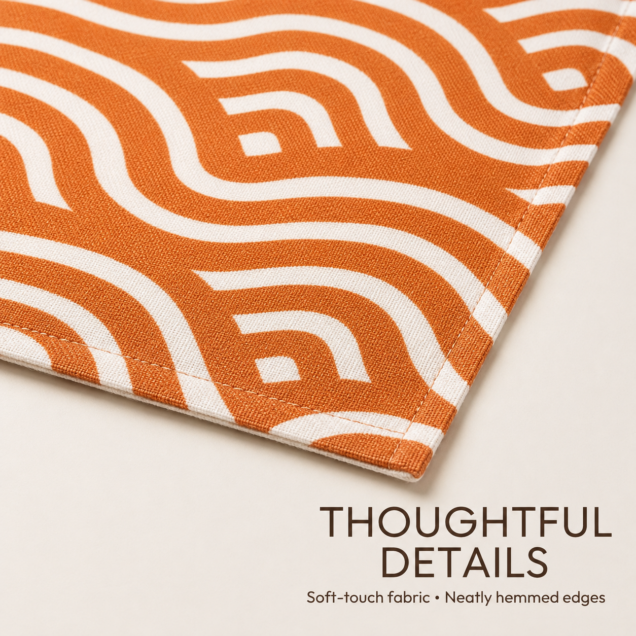 Modern Geometric Dining Placemats – Orange & Sage Green