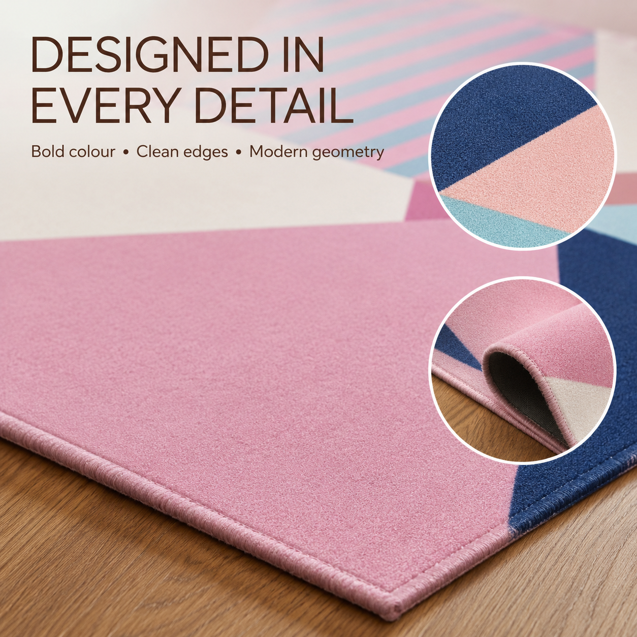 Modern Geometric Area Rug – Pastel & Earthy Colours