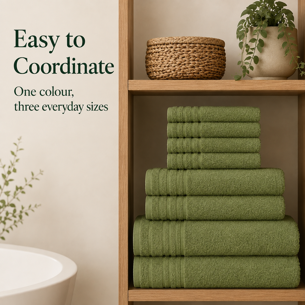 8-Piece Coordinated Towel Set – Olive Green