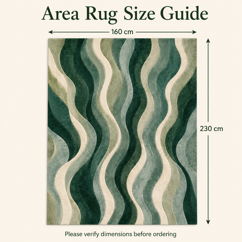 Modern Abstract Wave Area Rug – Green
