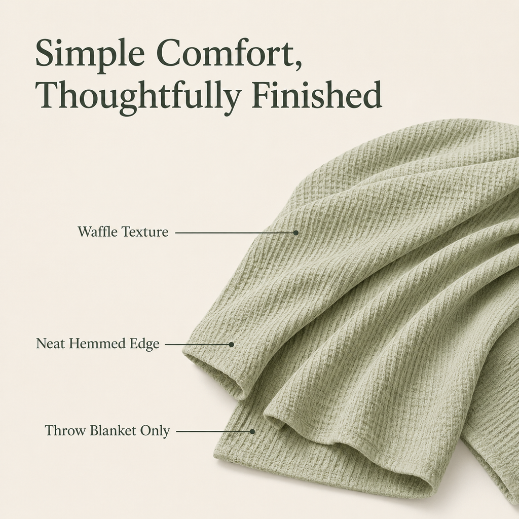 Lightweight Waffle Throw Blanket – Sage Green