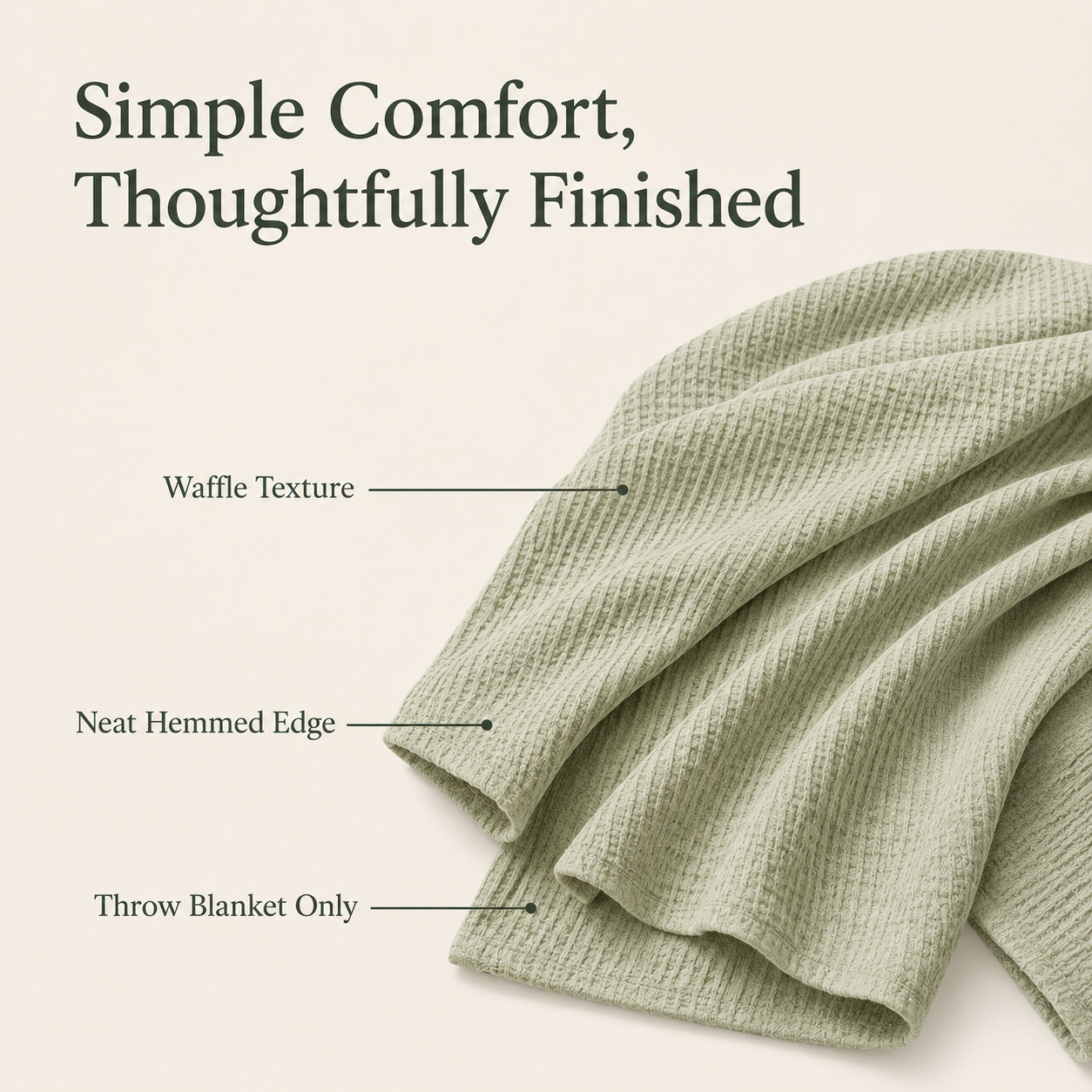 Lightweight Waffle Throw Blanket – Sage Green