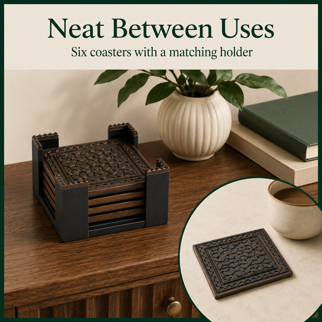 6-Piece Geometric Coaster Set with Holder