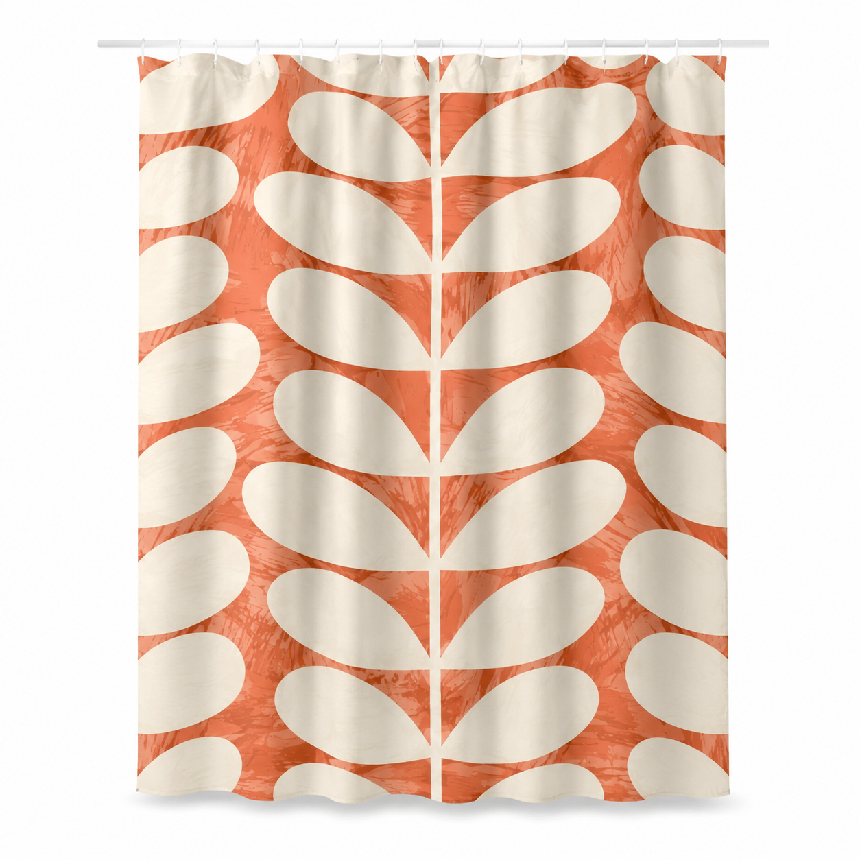 Modern Botanical Shower Curtain – Aqua Blue & Terracotta