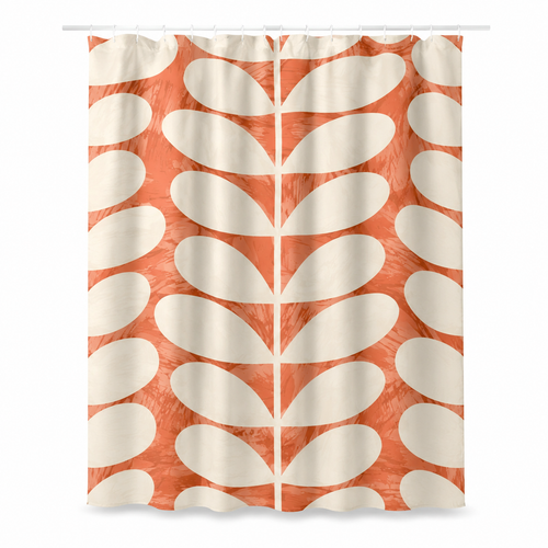 Modern Botanical Shower Curtain – Aqua Blue & Terracotta