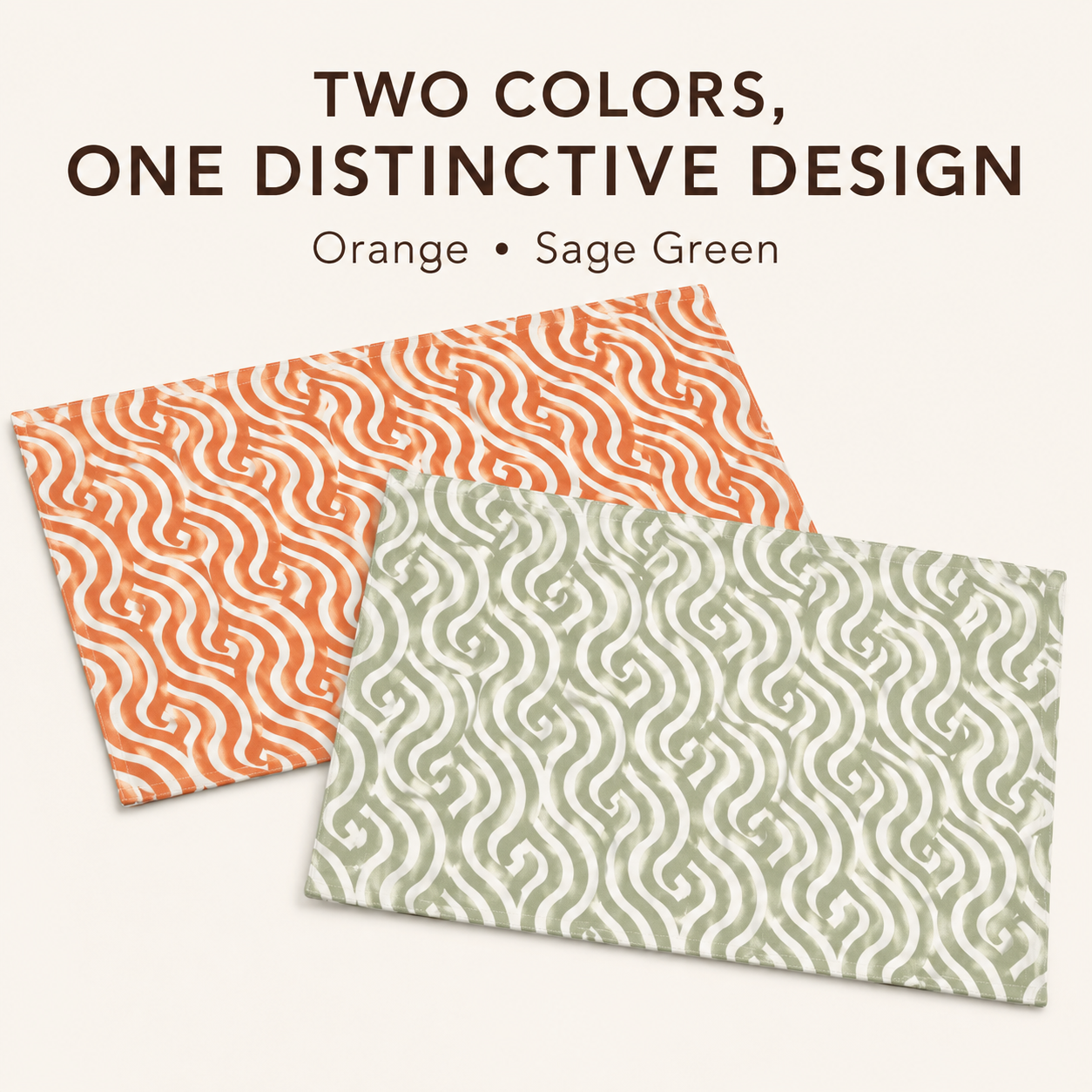 Modern Geometric Dining Placemats – Orange & Sage Green