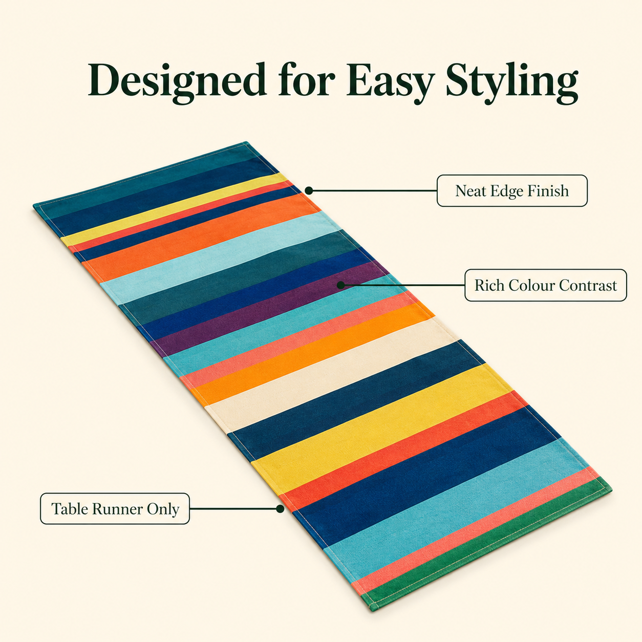 Modern Striped Table Runner – 35 × 180 cm