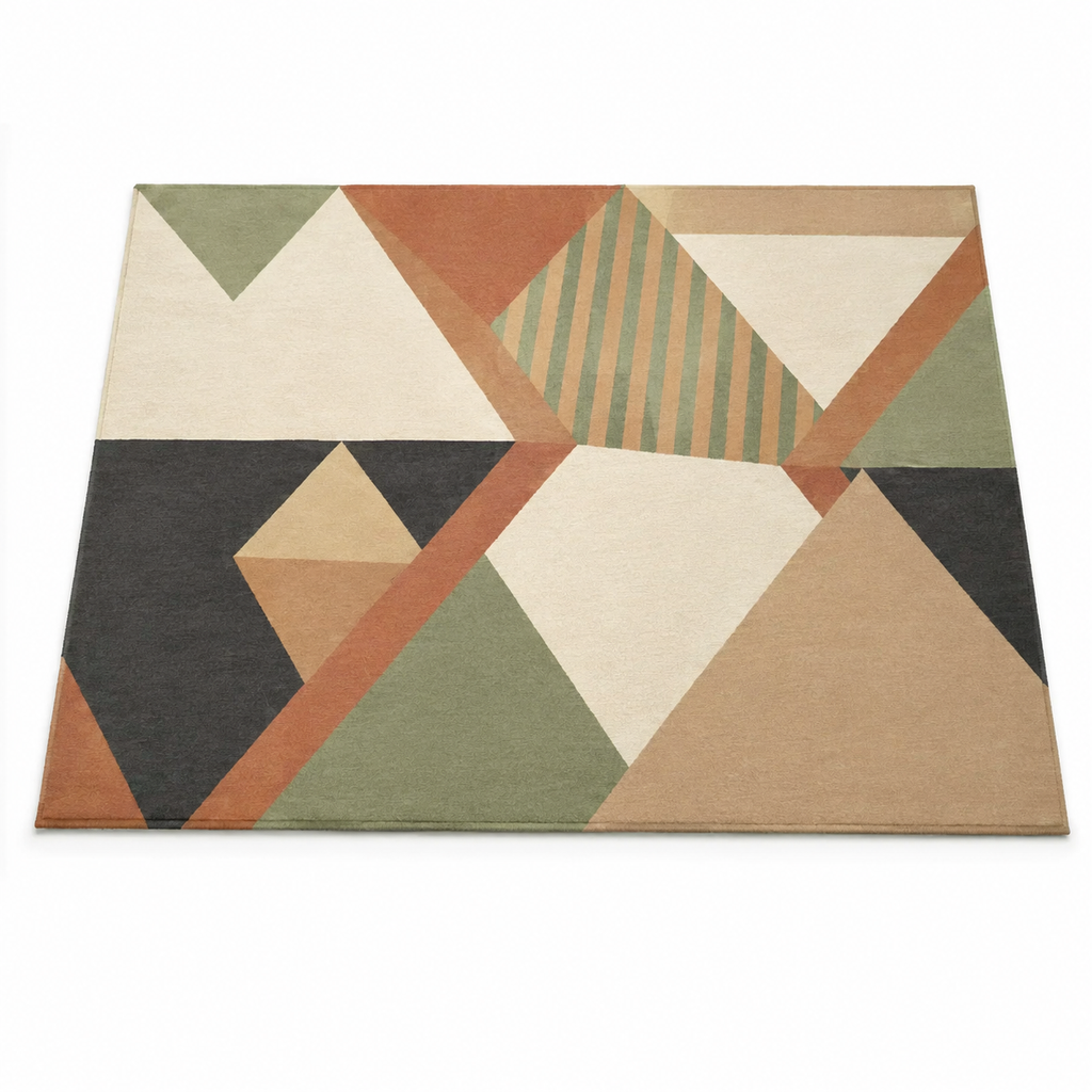 Modern Geometric Area Rug – Pastel & Earthy Colours