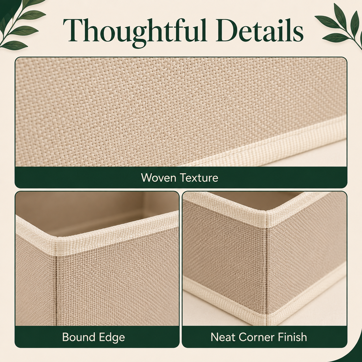 6-Piece Fabric Storage Bin Set – Beige
