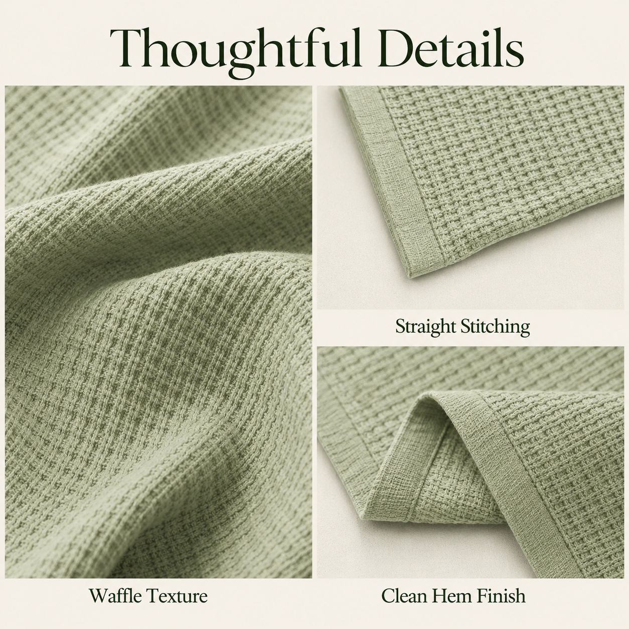 Lightweight Waffle Throw Blanket – Sage Green